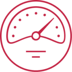 A gauge icon similar to a gas gauge that represents commissioning and quality assurance services