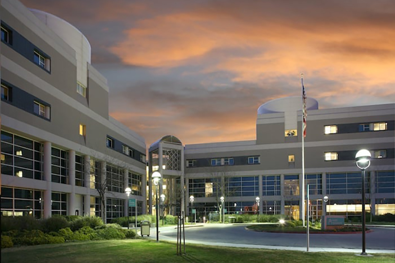 3-story hospital exterior elevation view